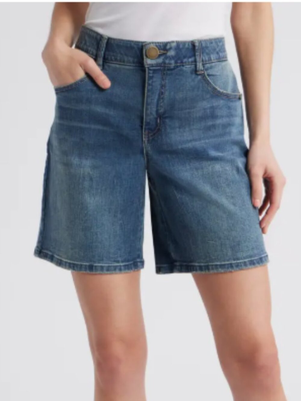 Wit & Wisdom Ab Solution High Waist Relaxed Denim Shorts Blue Size 14